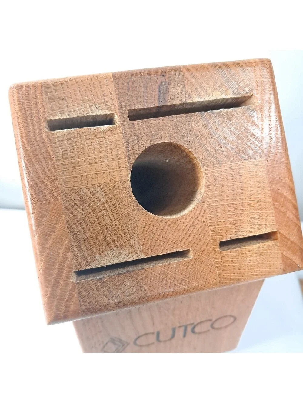 Vintage Cutco 5 Slot Knife Block Holder Wooden Wood Honey Oak knives